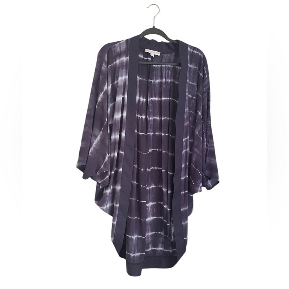 Weekend Suzanne Betro Tie-Dye Open Front Kimono Coverup XL Purple White